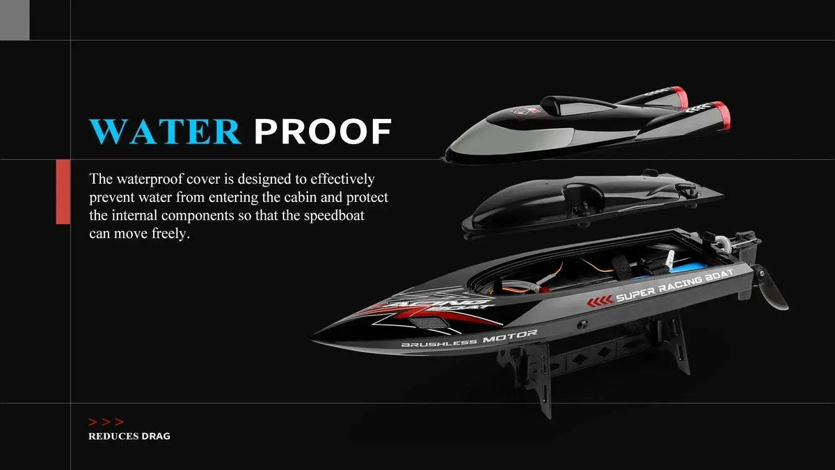  RC High-Speed  WL916 RC Racing Boat - 55KM/H Brushless Speedboat with Dual Batteries for Adults -  ToylandEU™