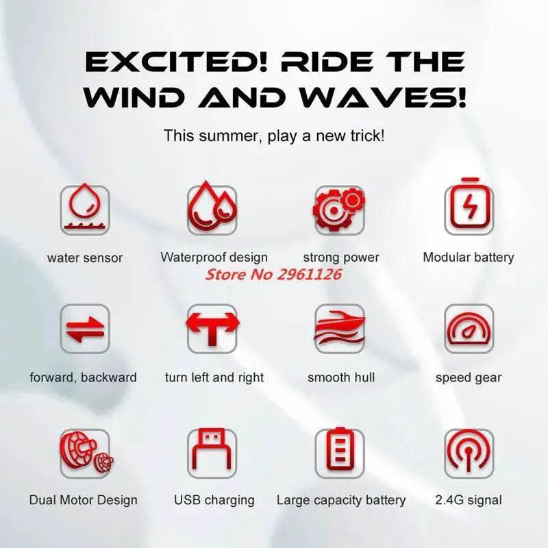  RC High-Speed 25KM/H Waterproof Electric RC Racing Boat - Remote Control Speedboat for Summer Fun 100M Range -  ToylandEU™