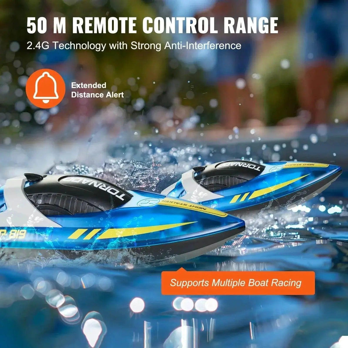  RC VEVOR HJ819 Fast RC Racing Boat - 2.4GHz Remote Control Water Speed Toy for Kids and Adults, Max Speed 12 km/h -  ToylandEU™
