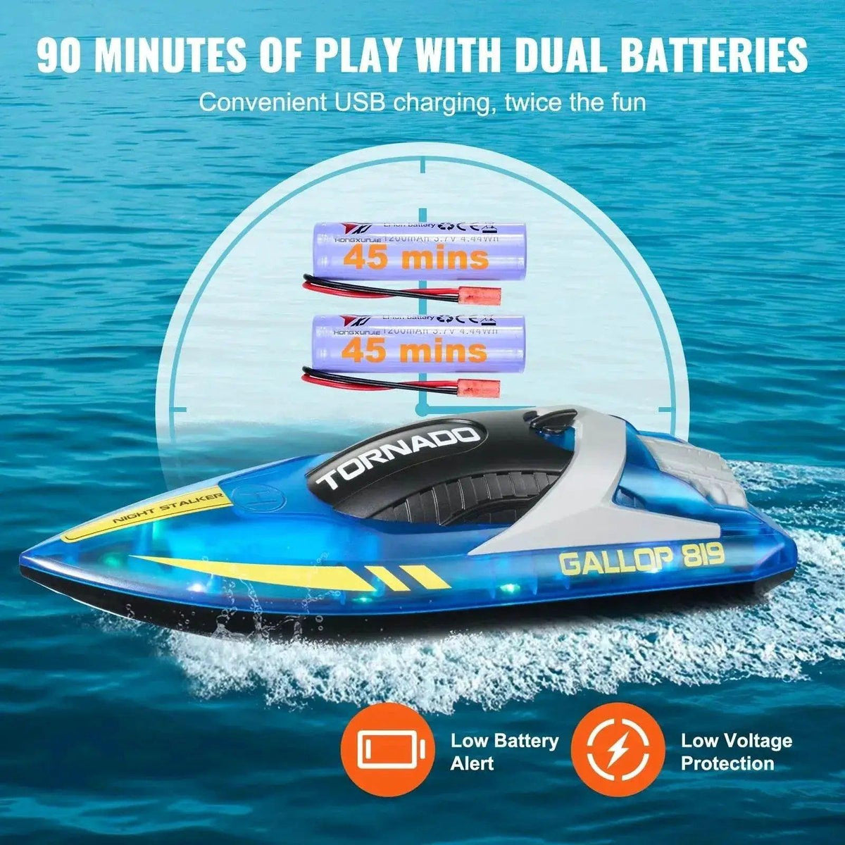  RC VEVOR HJ819 Fast RC Racing Boat - 2.4GHz Remote Control Water Speed Toy for Kids and Adults, Max Speed 12 km/h -  ToylandEU™