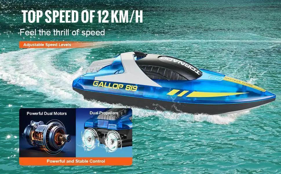  RC VEVOR HJ819 Fast RC Racing Boat - 2.4GHz Remote Control Water Speed Toy for Kids and Adults, Max Speed 12 km/h -  ToylandEU™