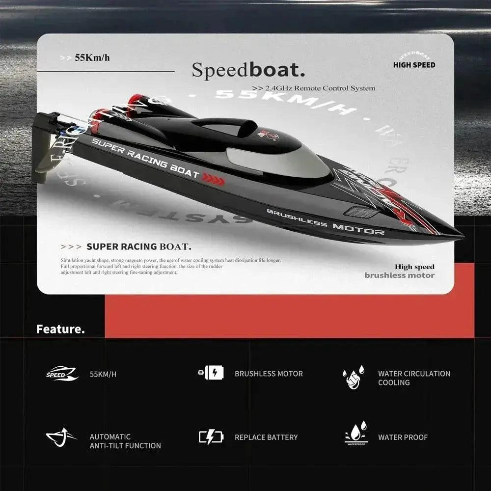  RC WL916 WL912-A 55KM/H Brushless High-Speed RC Racing Boat with 2200mAh Battery - Remote Control Speedboat for Ages 14+ -  ToylandEU™