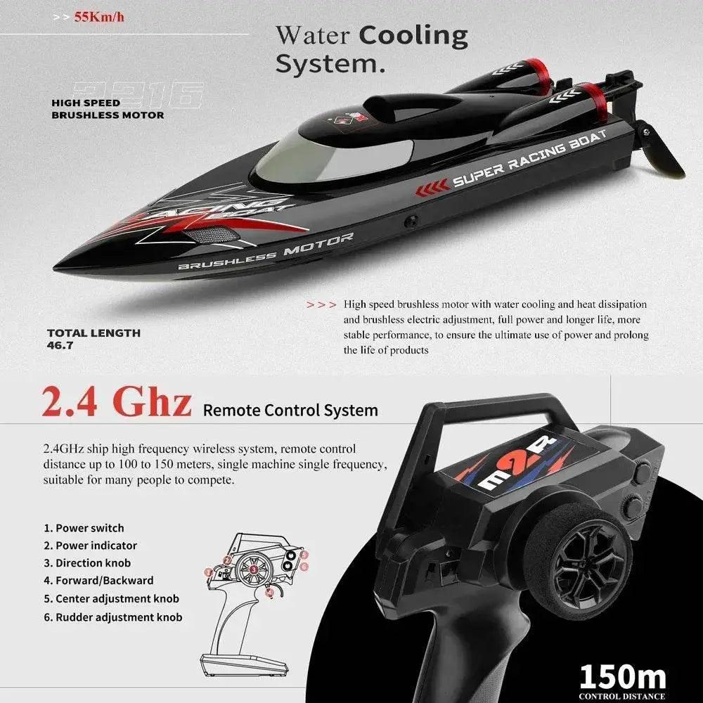  RC WL916 WL912-A 55KM/H Brushless High-Speed RC Racing Boat with 2200mAh Battery - Remote Control Speedboat for Ages 14+ -  ToylandEU™