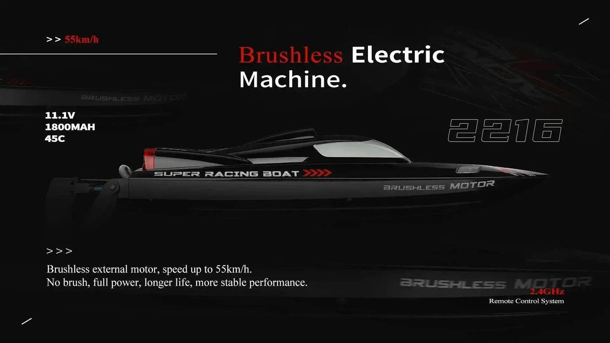  RC WL916 WL912-A 55KM/H Brushless High-Speed RC Racing Boat with 2200mAh Battery - Remote Control Speedboat for Ages 14+ -  ToylandEU™
