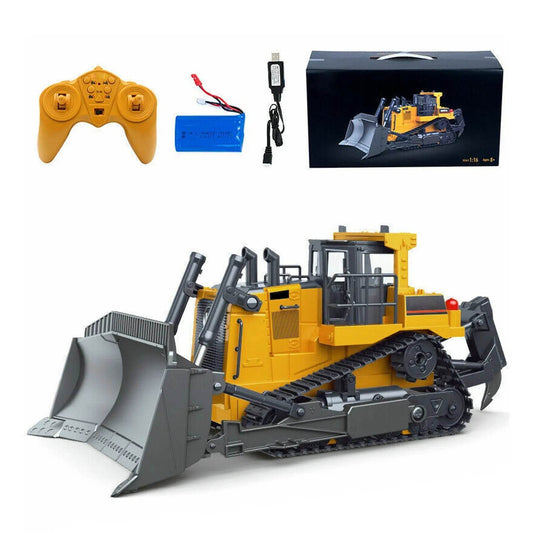 RC Realistic 1/16 Scale RC Bulldozer with Lights & Sounds for Kids - ToylandEU