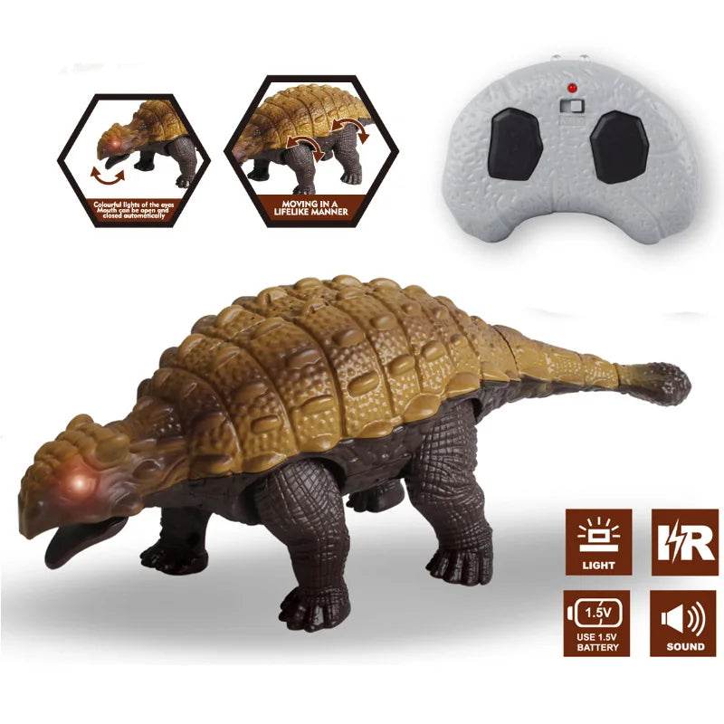 RC Realistic Ankylosaurus RC Dinosaur Toy with Walking and Lights for Kids - ToylandEU