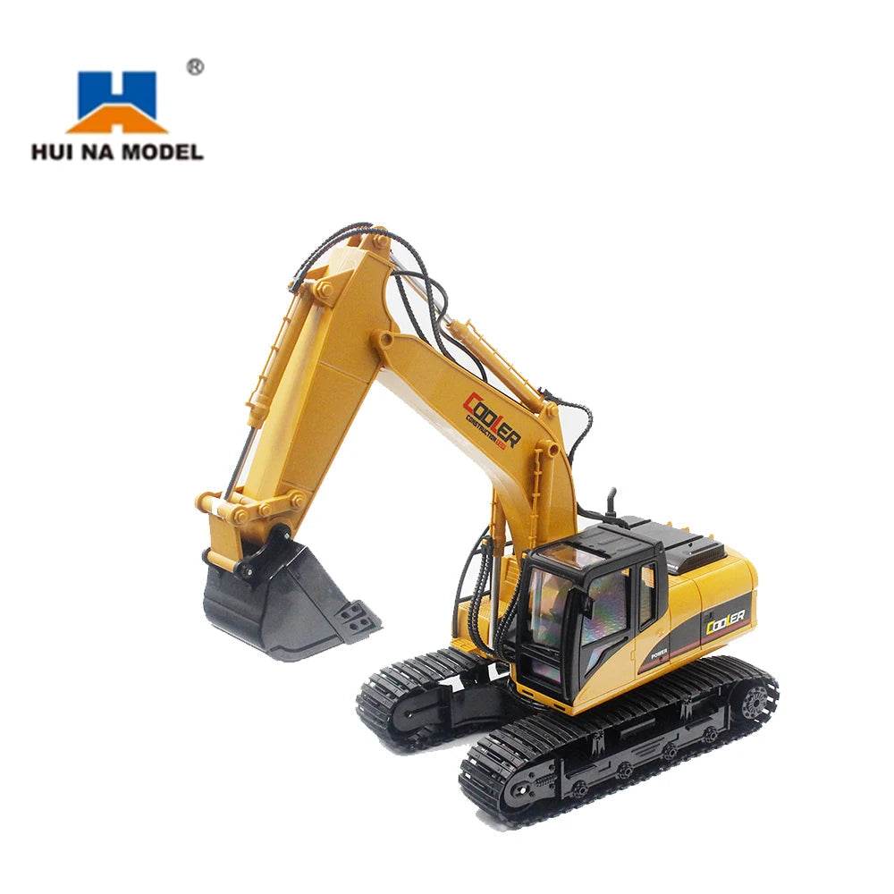 RC Remote Control 1:14 Yellow Excavator with 15 Channels & Rechargeable Battery - ToylandEU