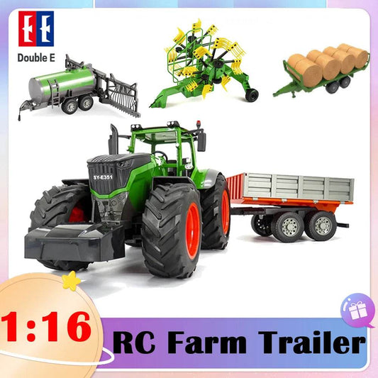 RC Remote Control 1:16 Scale Farm Tractor with Trailer for Outdoor Fun - ToylandEU