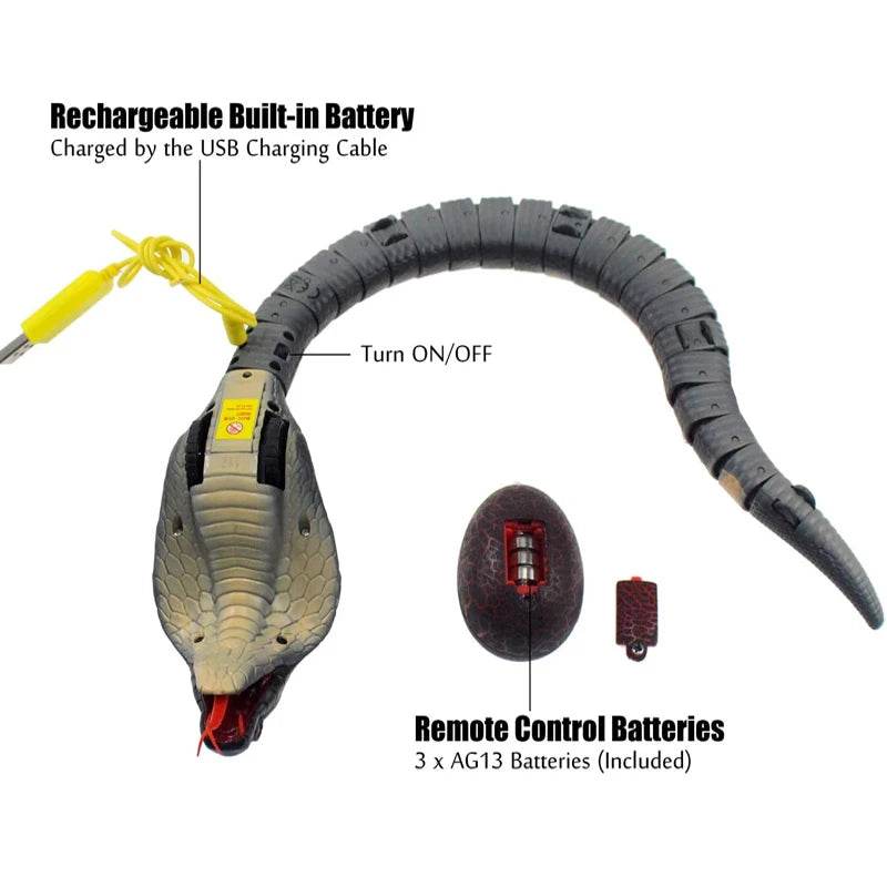 RC Remote Control Cobra Snake Toy - Spooky Rechargeable Halloween Prank - ToylandEU