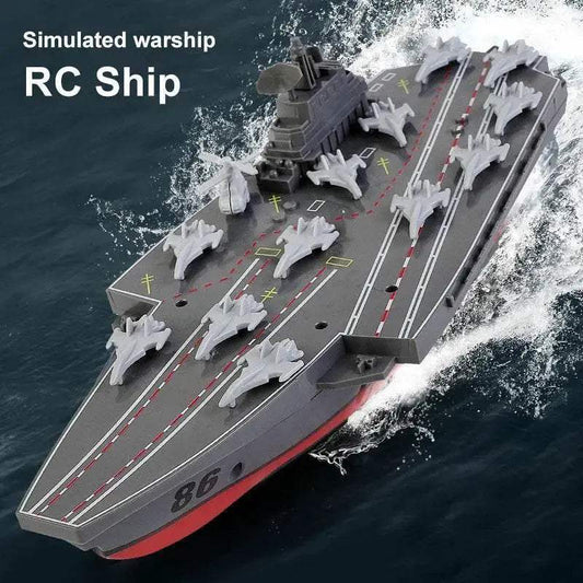 RC Remote Control Electric RC Speedboat - Military Aircraft Carrier Warship Toy for Kids - 2.4GHz Water Adventure Gift - ToylandEU