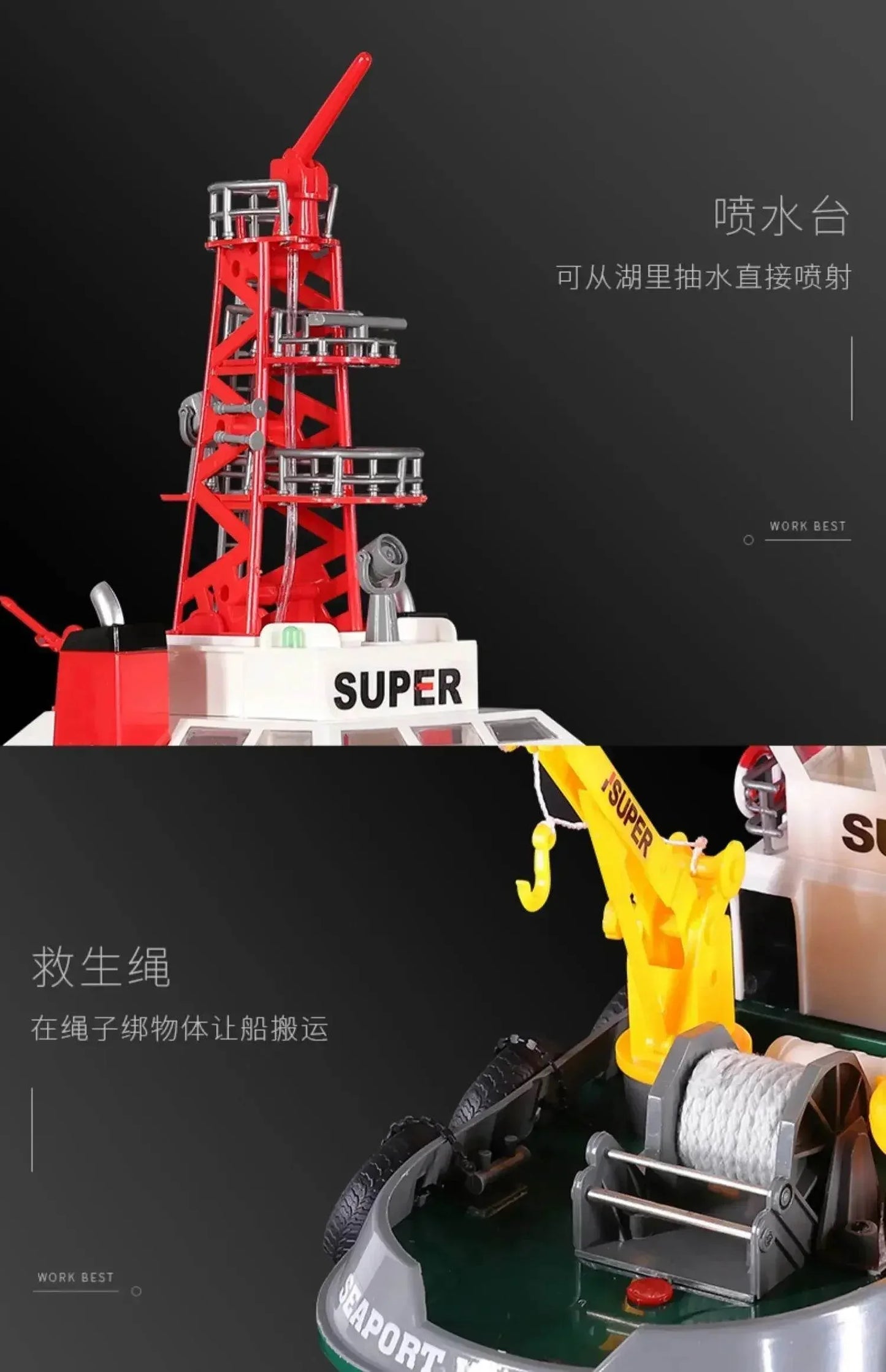 Lancha de rescate contra incendios a control remoto RC - Modelo de simulación de chorro de agua de 2.4G para diversión infantil al aire libre - ToylandEU