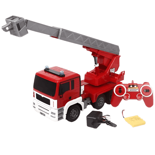 RC Remote Control Fire Truck Toy with Rotating Ladder & Realistic Features - ToylandEU