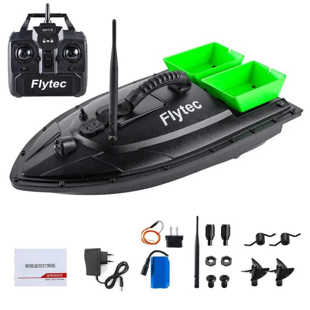  RC Remote Control Flytec Fishing Bait Boat with Dual Motors and Fish Finder - 1.5KG Load Capacity and LED Light -  ToylandEU™