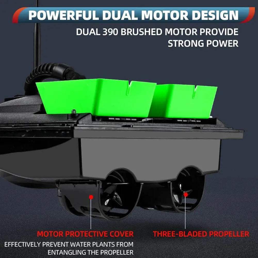  RC Remote Control Flytec Fishing Bait Boat with Dual Motors and Fish Finder - 1.5KG Load Capacity and LED Light -  ToylandEU™