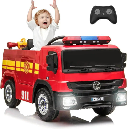  RC Remote Control Kids 12V Electric Fire Truck Ride-On Car for Ages 3-12 -  ToylandEU™