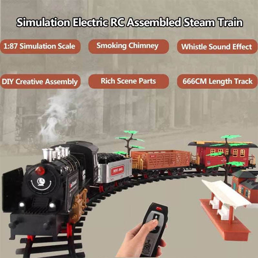 RC Remote Control Steam Train Set with 666CM Track - DIY Assembly Fun - ToylandEU