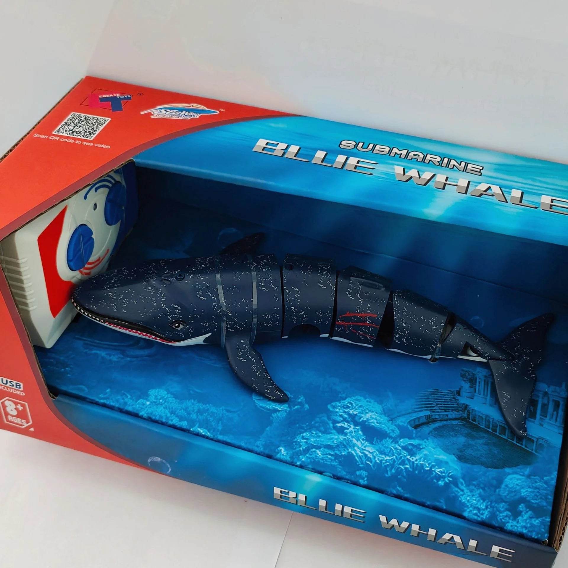 RC Remote Control Swimming Shark Boat Toy with LED Lights - Waterproof Model for Boys' Birthday Gifts - ToylandEU