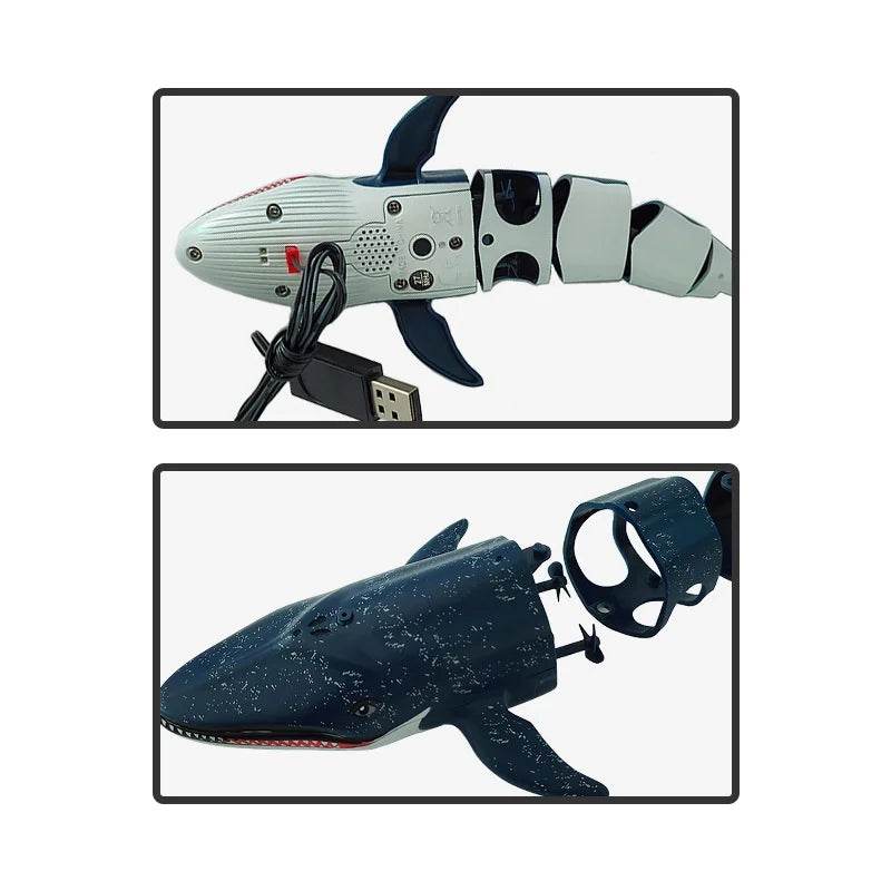RC Remote Control Swimming Shark Boat Toy with LED Lights - Waterproof Model for Boys' Birthday Gifts - ToylandEU