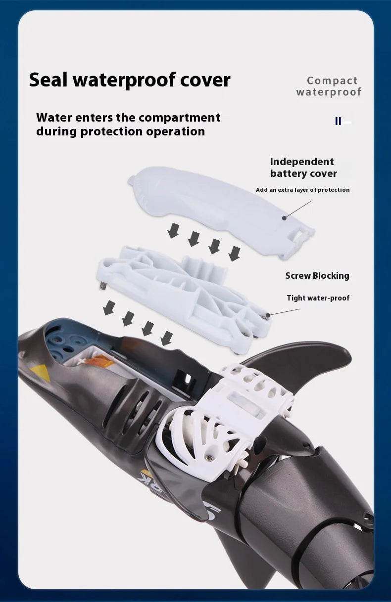 RC Remote Control Swimming Shark Boat Toy with LED Lights - Waterproof Model for Boys' Birthday Gifts - ToylandEU