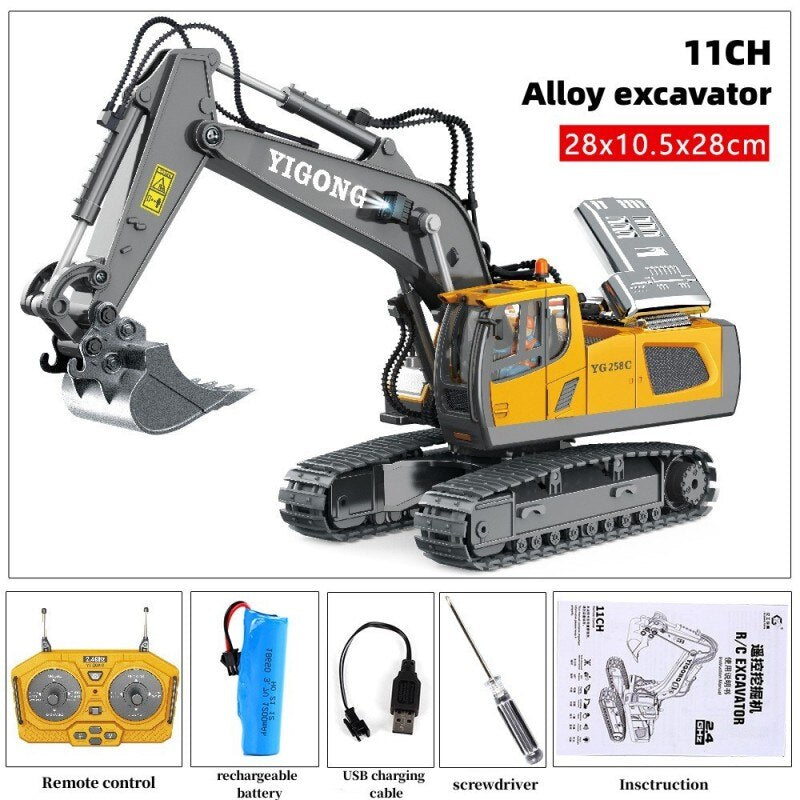 Remote Control Excavator Bulldozer Dump Truck Toy - 2.4GHz High-Speed - ToylandEU