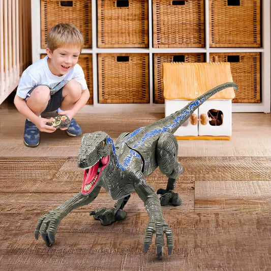RC Remote Control Velociraptor Dinosaur Toy with LED Lights & Sound Effects - ToylandEU