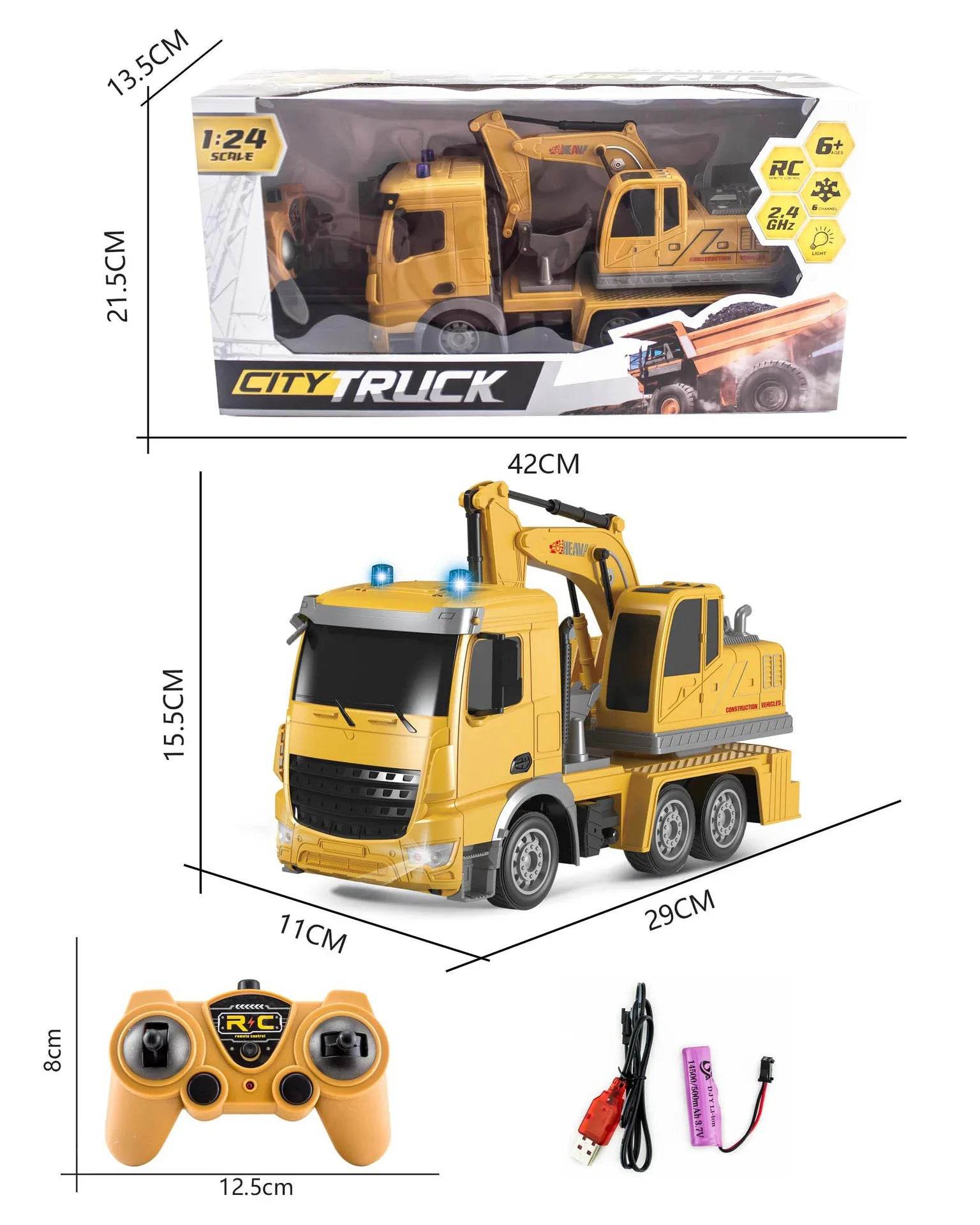 RC Remote-Controlled Alloy Excavator Toy with Digger and Crane for Kids - ToylandEU