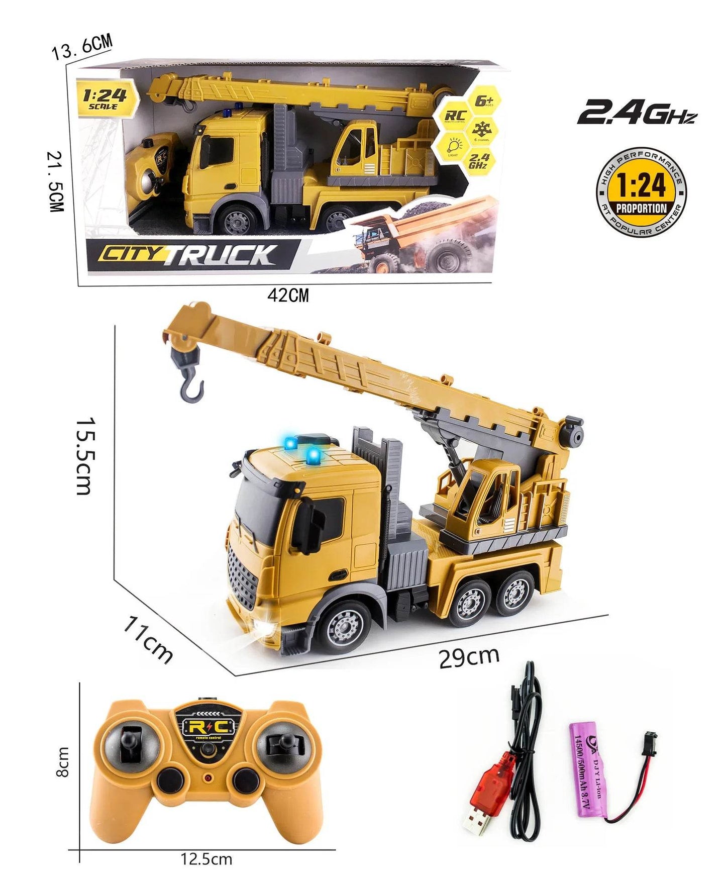 RC Remote-Controlled Alloy Excavator Toy with Digger and Crane for Kids - ToylandEU