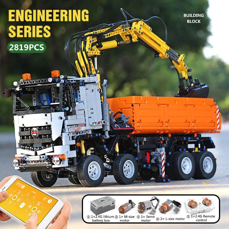 RC Remote-Controlled Crane Truck Building Set - MOULD KING 13107 - ToylandEU