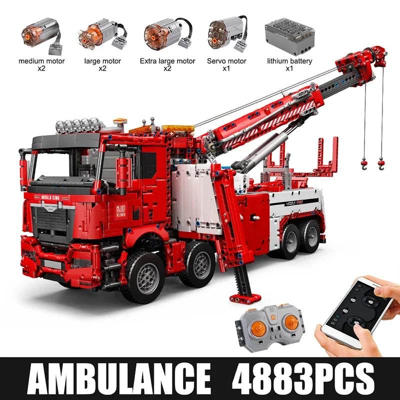 RC Remote-Controlled Crane Truck Building Set - MOULD KING 13107 - ToylandEU