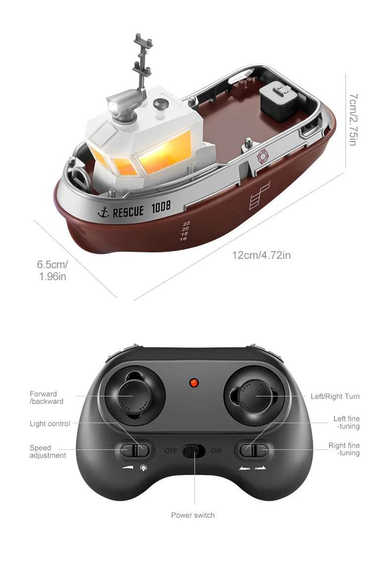 RC Remote-Controlled Electric Mini Boat for Kids – Rechargeable Water Toy Gift for Boys, Perfect for Christmas Surprises - ToylandEU
