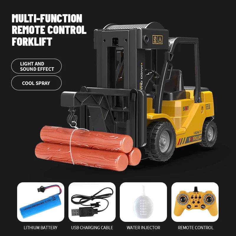 RC Remote-Controlled Engineering Forklift Truck with Spray Functionality - ToylandEU