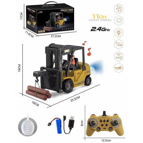 RC Remote-Controlled Engineering Forklift Truck with Spray Functionality - ToylandEU