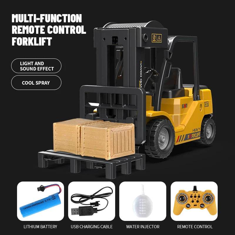 RC Remote-Controlled Engineering Forklift Truck with Spray Functionality - ToylandEU