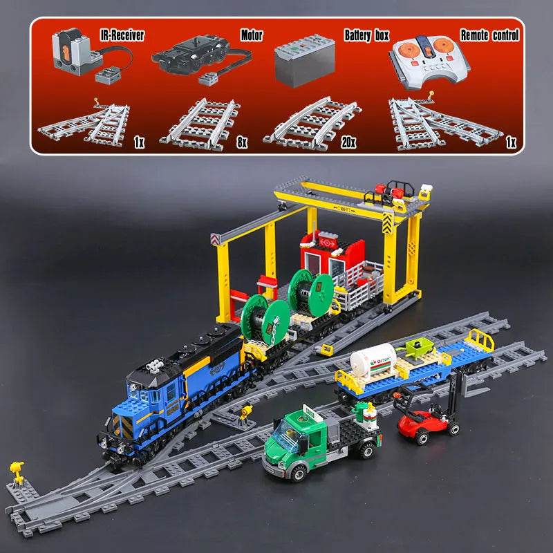 RC Remote-Controlled Motorized Cargo Train Model - 1033PCS Build Set - ToylandEU