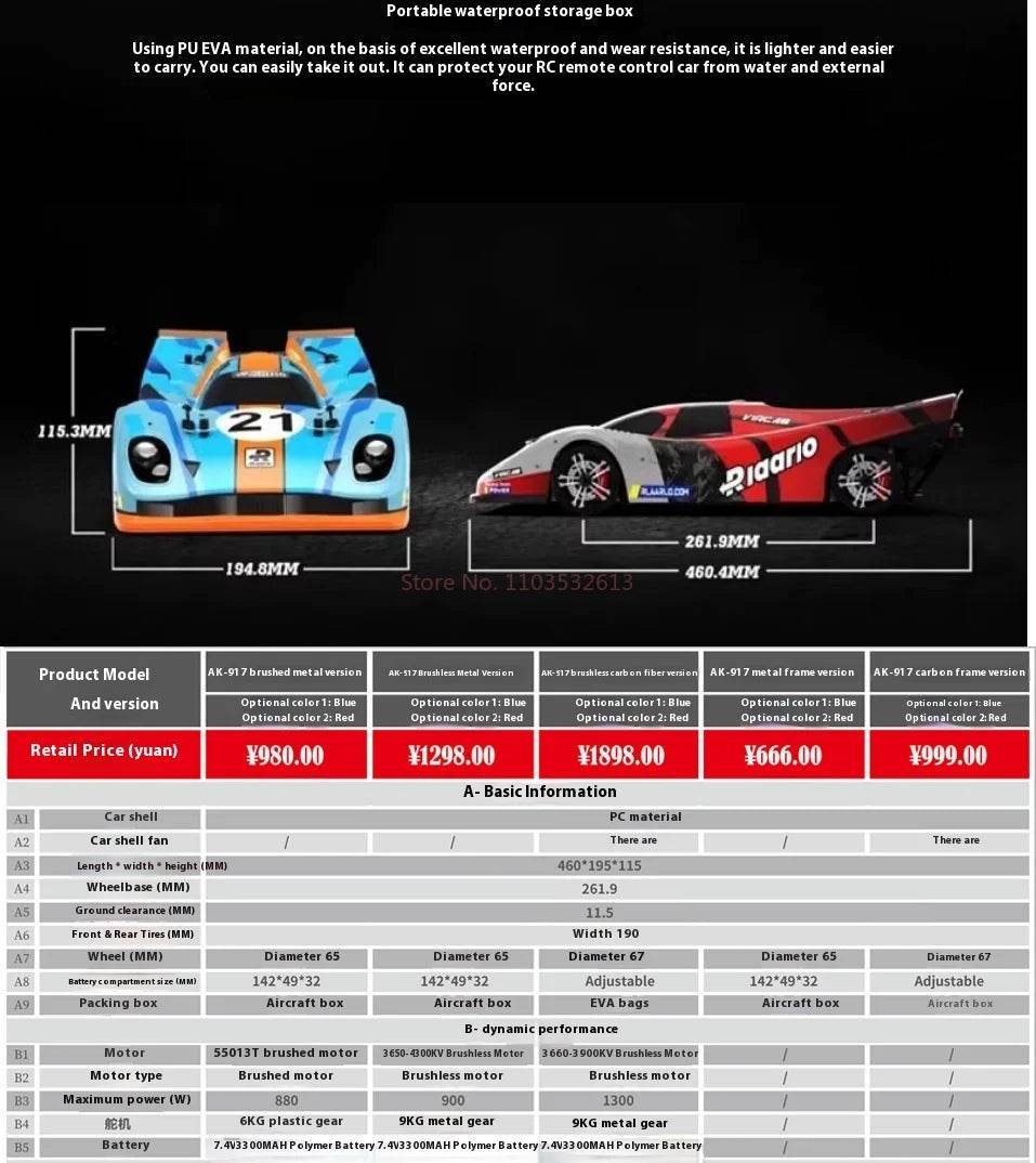 RC Riiaarlo AK-917 1/10 Scale High-Speed Electric Drift Supercar Remote Control Model Car - ToylandEU