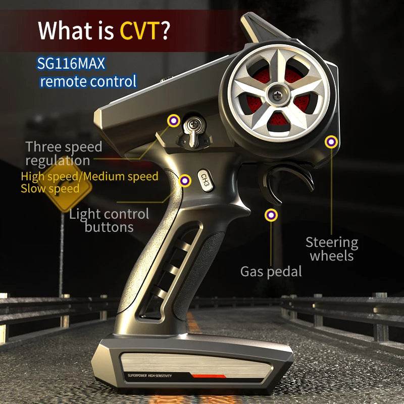 RC SG116 MAX 1:16 High-Speed 4WD RC Drift Racing Monster Truck - 70KM/H Off-Road Remote Control Car for Kids - ToylandEU