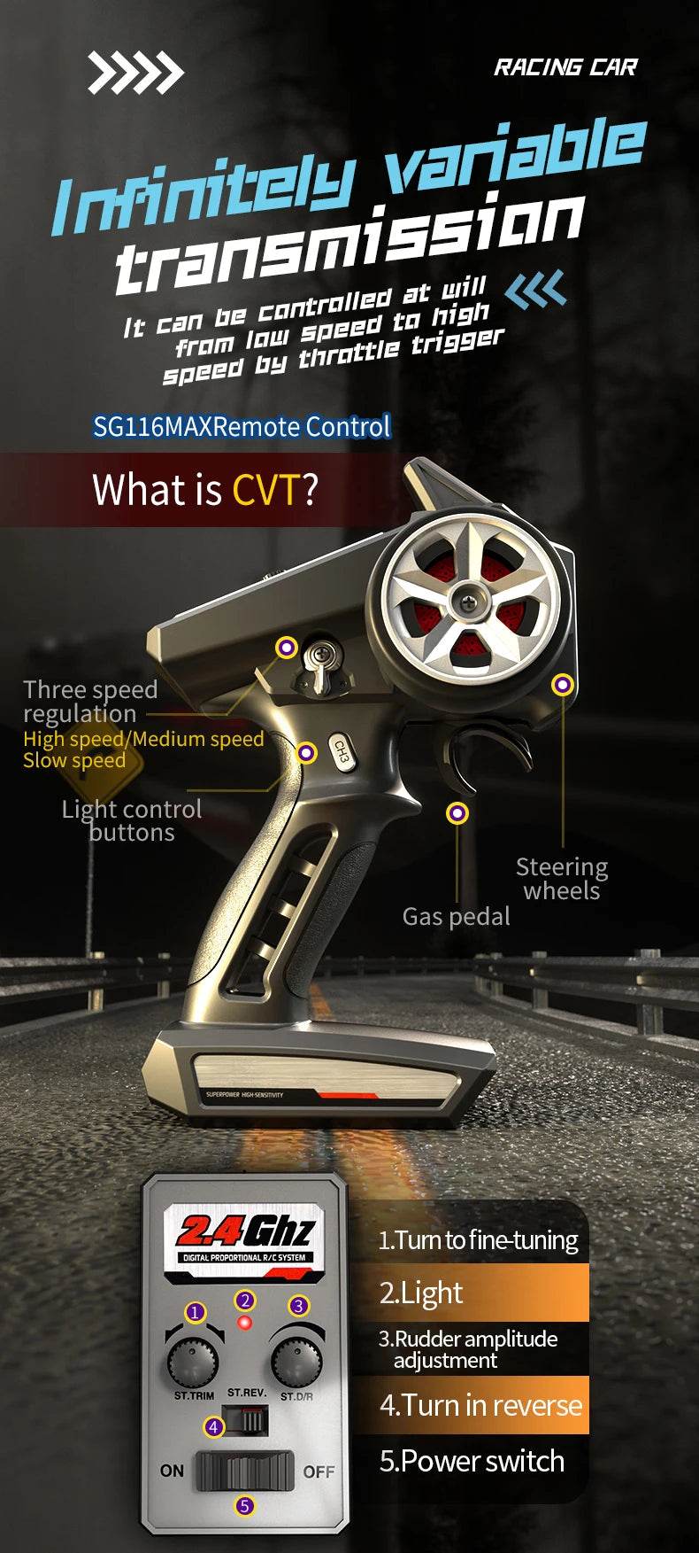 RC SG116 MAX 1:16 High-Speed 4WD RC Drift Racing Monster Truck - 70KM/H Off-Road Remote Control Car for Kids - ToylandEU