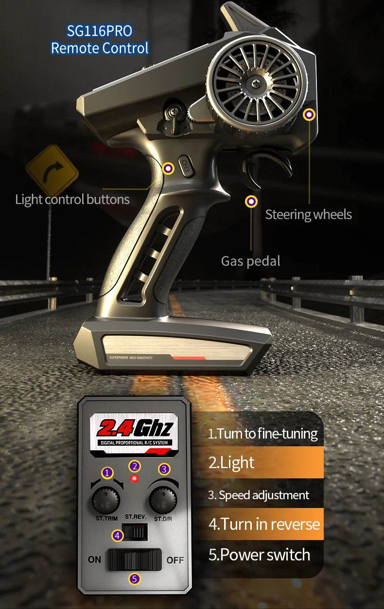 RC SG116 MAX 1:16 High-Speed 4WD RC Drift Racing Monster Truck - 70KM/H Off-Road Remote Control Car for Kids - ToylandEU