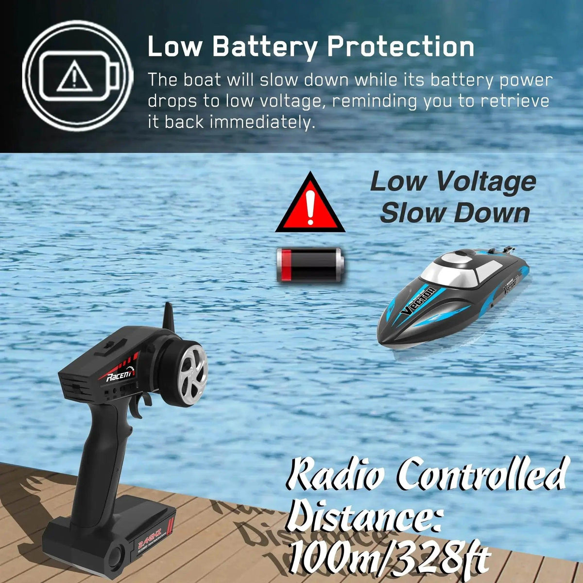  RC High-Speed Waterproof Brushless Electric RC Speedboat for Kids - 2.4GHz Remote Control Birthday Gift for Boys -  ToylandEU™