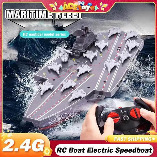  RC Remote Control Electric RC Speedboat - Military Aircraft Carrier Warship Toy for Kids - 2.4GHz Water Adventure Gift -  ToylandEU™
