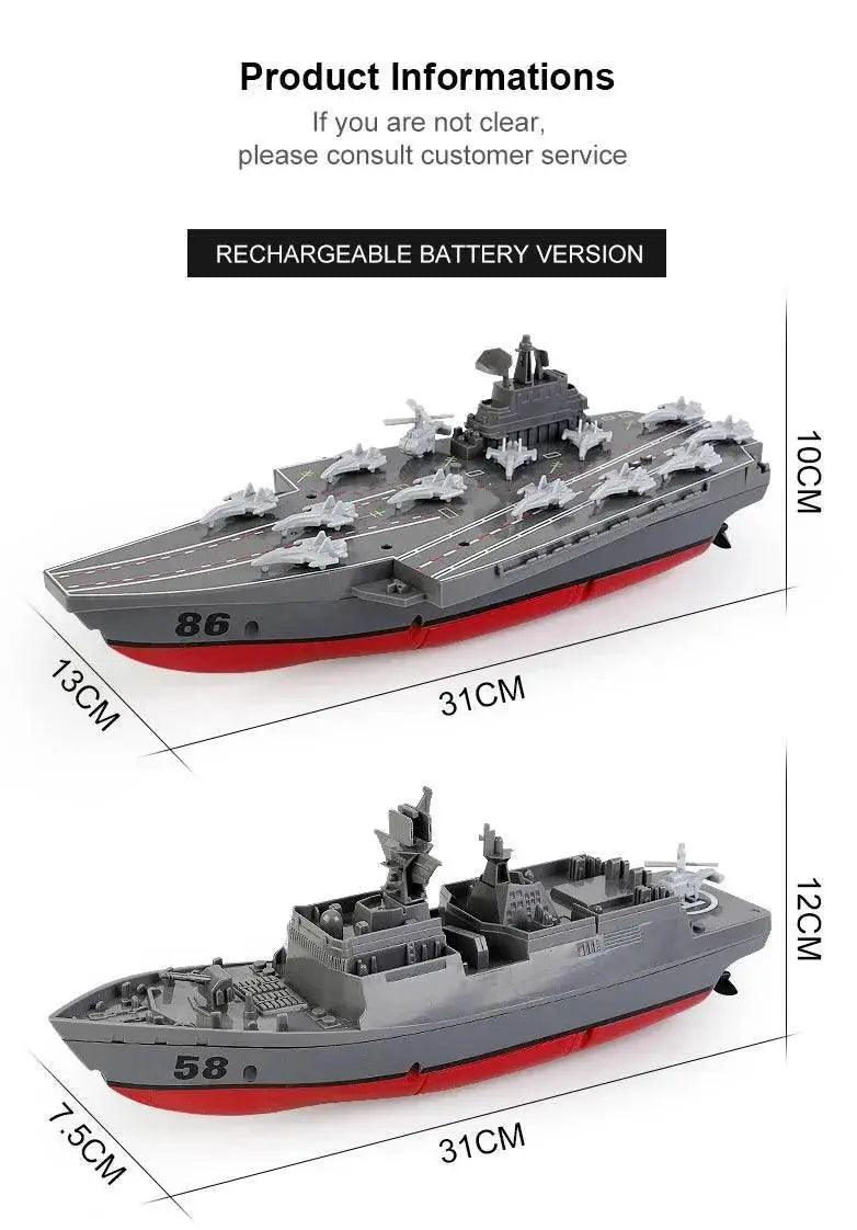  RC Remote Control Electric RC Speedboat - Military Aircraft Carrier Warship Toy for Kids - 2.4GHz Water Adventure Gift -  ToylandEU™