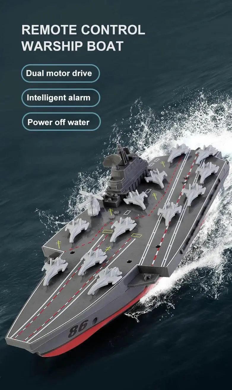  RC Remote Control Electric RC Speedboat - Military Aircraft Carrier Warship Toy for Kids - 2.4GHz Water Adventure Gift -  ToylandEU™
