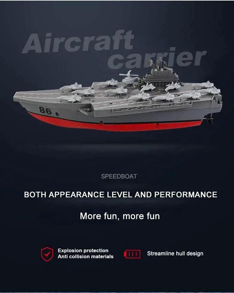  RC Remote Control Electric RC Speedboat - Military Aircraft Carrier Warship Toy for Kids - 2.4GHz Water Adventure Gift -  ToylandEU™