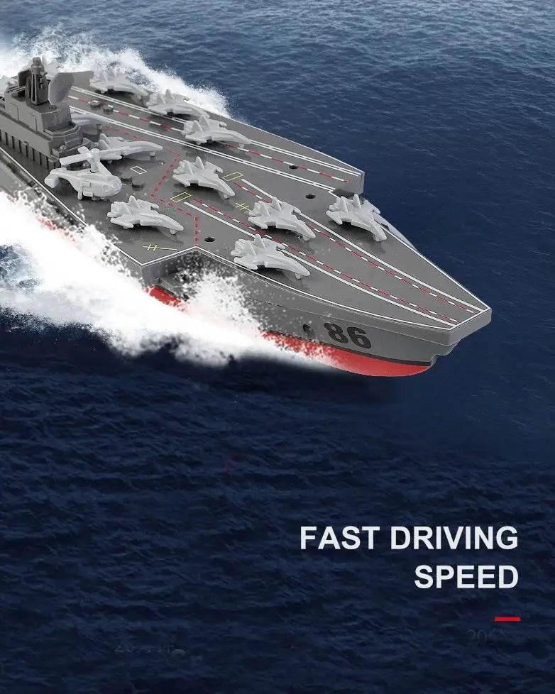  RC Remote Control Electric RC Speedboat - Military Aircraft Carrier Warship Toy for Kids - 2.4GHz Water Adventure Gift -  ToylandEU™