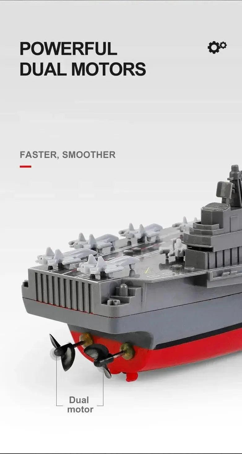  RC Remote Control Electric RC Speedboat - Military Aircraft Carrier Warship Toy for Kids - 2.4GHz Water Adventure Gift -  ToylandEU™