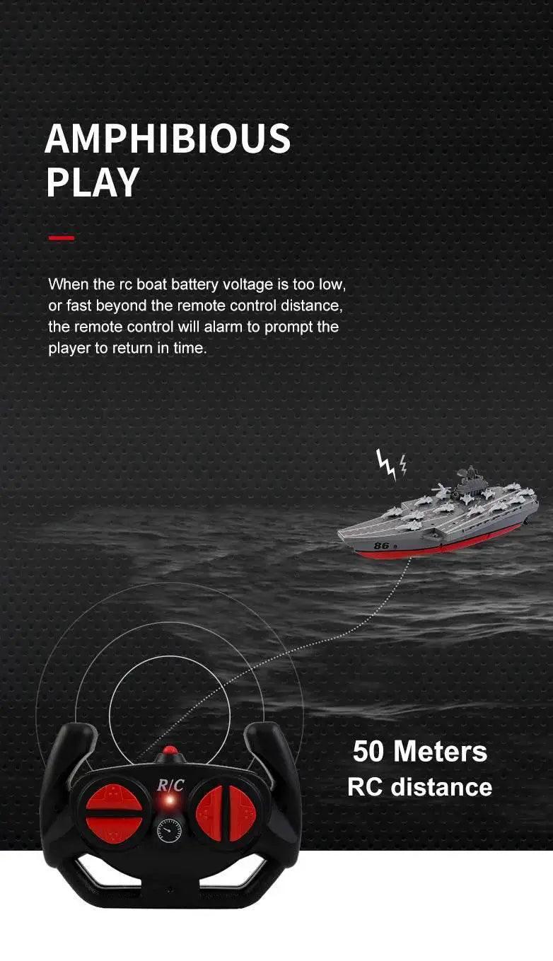  RC Remote Control Electric RC Speedboat - Military Aircraft Carrier Warship Toy for Kids - 2.4GHz Water Adventure Gift -  ToylandEU™