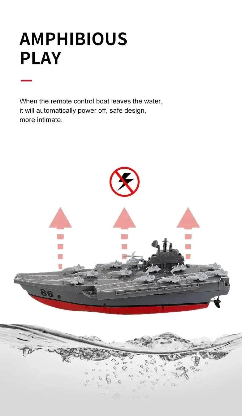  RC Remote Control Electric RC Speedboat - Military Aircraft Carrier Warship Toy for Kids - 2.4GHz Water Adventure Gift -  ToylandEU™