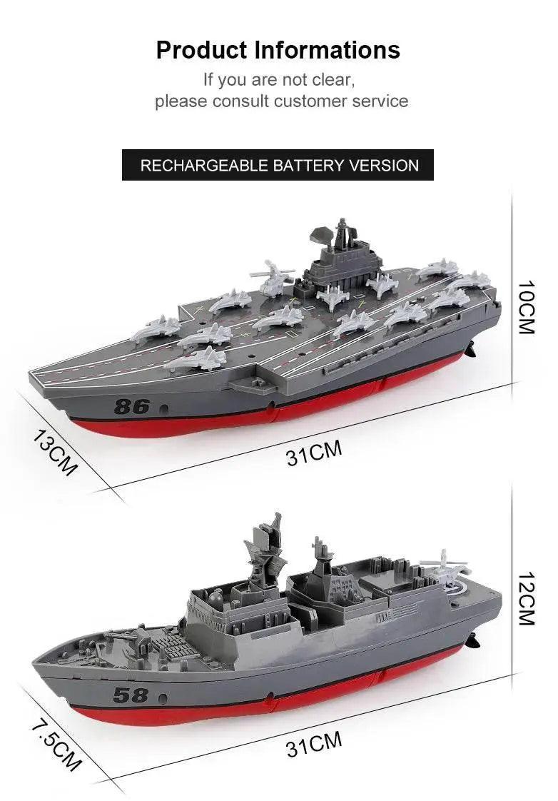  RC Remote Control Electric RC Speedboat - Military Aircraft Carrier Warship Toy for Kids - 2.4GHz Water Adventure Gift -  ToylandEU™
