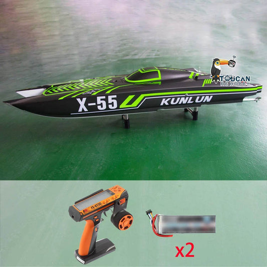 RC TOUCAN RC High-Speed Waterproof Racing Boat X55 - 130km/h RTR Model with FlySky GT3C Remote Control, Perfect Hobby Gift (THZH1595) - ToylandEU