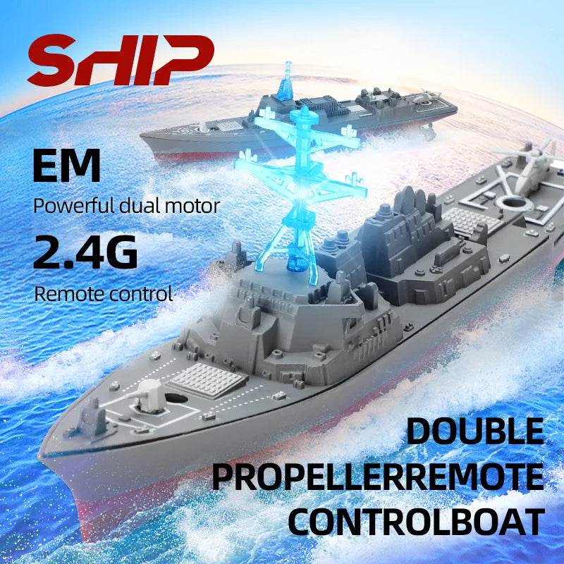 RC Thrilling RC Speed Boat - 2.4G Military Aircraft Ship Simulation - Kids' Favorite Toy - ToylandEU